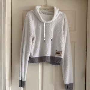 Hollister white and gray scrunch neck shirt with Long Sleeves